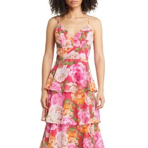 Eliza J Floral Tiered Gown
